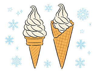 ソフトクリームの手描き風イラスト