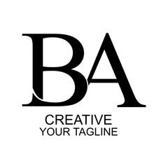 Creative Initial BA Letter Linked black Color Minimal Monogram Logotype, brand logo, corporate logo, business logo