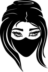 15. Women with long dark hair in mask from COVID