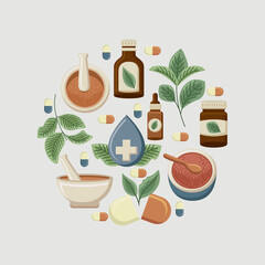 alternative medicine icons around