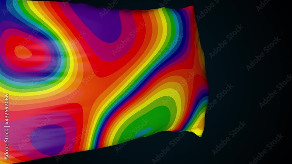 Poster oval 3d render lines and stripes with decorative splashes waving flag. geometric tracery with futuri