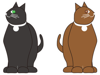 背中合わせの猫ジェミアンとヒノキ