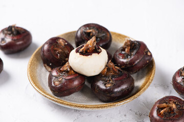 water chestnut with clipping path on table