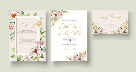Fototapeta na wymiar elegant floral wedding invitation card template