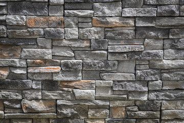 Background of  gray stone wall made with blocks . Pattern of slate wall texture and background - Powered by Adobe