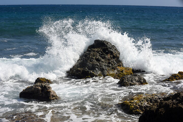 Violent ocean rock splash