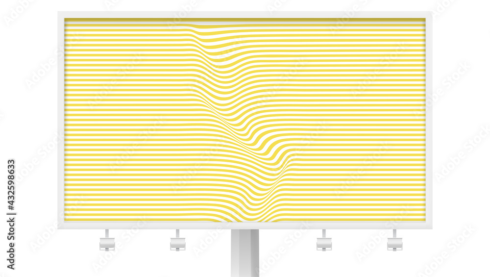 Aufkleber ad billboard with distorted wavy lines. yellow pattern with flowing stripes. optical minimalistic ba