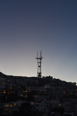 sutro tower in san francisco at sunset