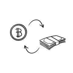 cryptocurrency and money exchange illustration vector isolated