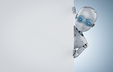 robotic boy with blank space