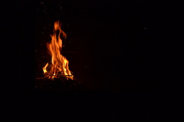 fire in the fireplace