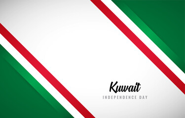 Happy Independence day of Kuwait with Creative Kuwait national country flag greeting background