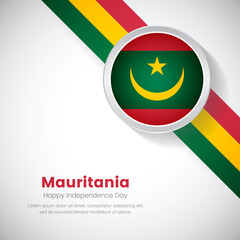 Creative Mauritania national flag on circle. Independence day of Mauritania country with classic background