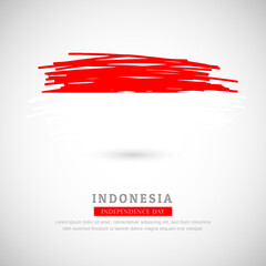Brush flag of Indonesia country. Happy independence day of Indonesia with grungy flag background