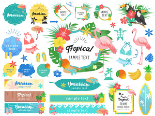 常夏のハワイアンフレームイラストセット 背景なし Wall Mural Nana 常夏のハワイアンフレームイラストセット 背景なし Wall Mural Nana