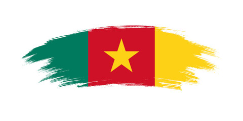 Artistic grunge brush flag of Cameroon isolated on white background