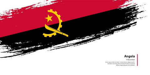 Creative hand drawing brush flag of Angola country for special independence day
