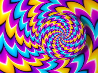 Colorfu rotating sphere. Spin illusion.
