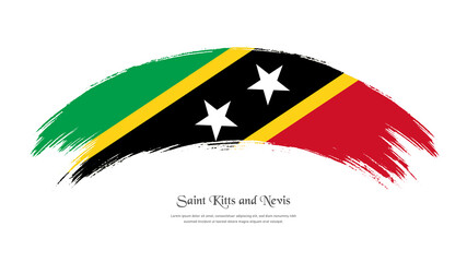 Flag of Saint Kitts and Nevis in grunge style stain brush with waving effect on isolated white background