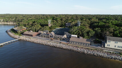 Overhead view of waterfront amphitheater 