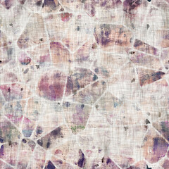 Seamless purple and cream textured mixed media pattern print. High quality illustration. Artistic digital faux collage or paint design for print for surface design in any application.