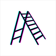 Ladder Glitch Icon, Vertical, Inclined Self Supporting Steps