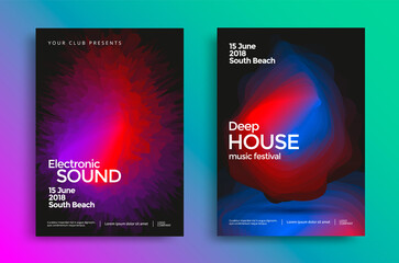 Electronic music festival poster with abstract gradient shapes. Vector  - obrazy, fototapety, plakaty