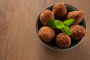 Kibbeh - Minced meat from the Middle East. Fried snack a typical Brazilian popular party dish (kibe)