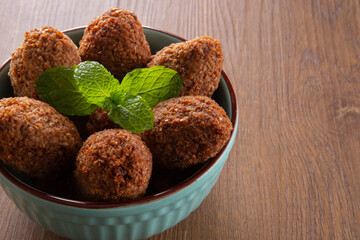 Kibbeh - Minced meat from the Middle East. Fried snack a typical Brazilian popular party dish (kibe)