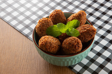Kibbeh - Minced meat from the Middle East. Fried snack a typical Brazilian popular party dish (kibe)
