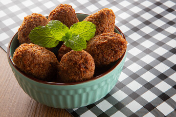 Kibbeh - Minced meat from the Middle East. Fried snack a typical Brazilian popular party dish (kibe)