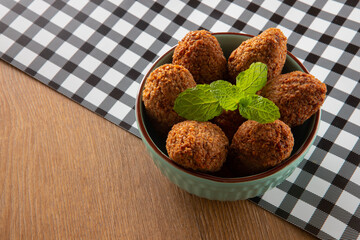 Kibbeh - Minced meat from the Middle East. Fried snack a typical Brazilian popular party dish (kibe)