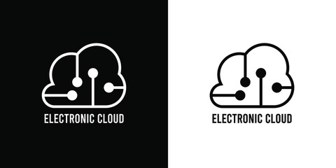 cloud logo with electronic circuits, cloud computing logo, for brand and company logos