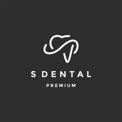 Letter S Dental logo vector design on a black background
