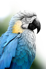 Hand drawing and photography parrot combination. Sketch graphics animal mixed with photo