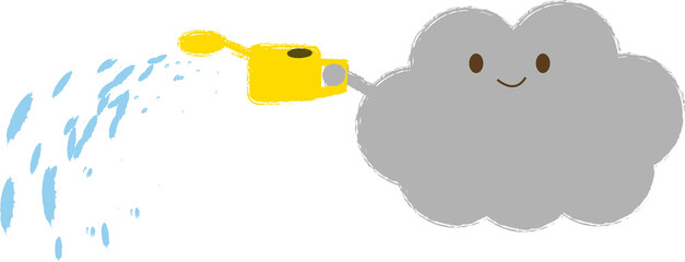 ジョウロで雨を降らせる雲