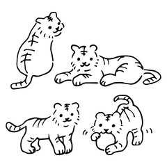 Hand-drawn illustration of a baby tiger 手描き風かわいいトラの赤ちゃん