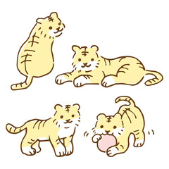 Hand-drawn illustration of a baby tiger 手描き風かわいいトラの赤ちゃん