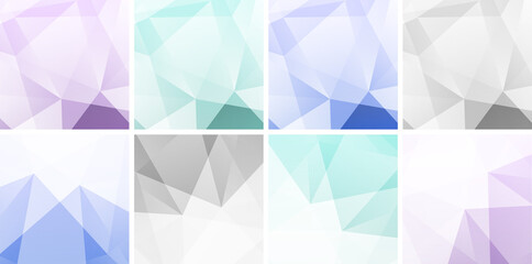 Set of Light Colorful Abstract Geometric Backgrounds. Technology patterns. Vector illustration