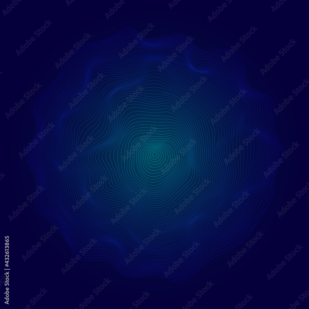 Poster abstract glowing blue circle grid pattern dynamic particles on dark background