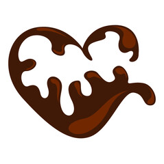 Melted chocolate heart valentine isolated
