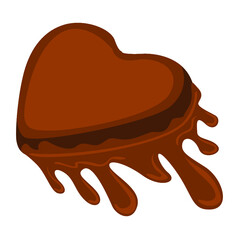 Melted chocolate heart valentine isolated