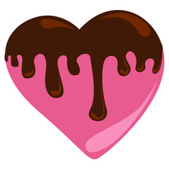 melted pink chocolate heart valentine isolated