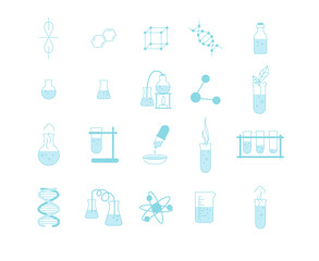 test tubes in chemical medical laboratory icons set