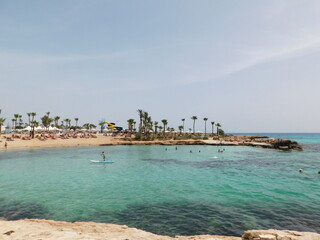 azure water on nissi beach. ayia napa. cyprus. April 2021