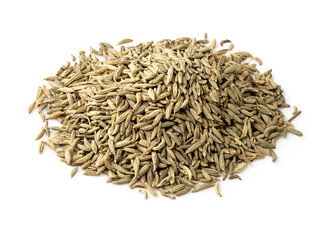 handful of anise seeds closeup on white