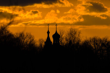 Fototapeta premium orthodox church during the sunset