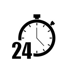 24 hours fast service line icon. Timer countdown