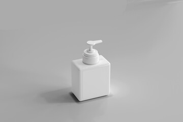 Square Pump Bottle 3D Rendering