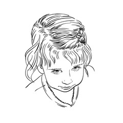 little girl portrait hand drawn